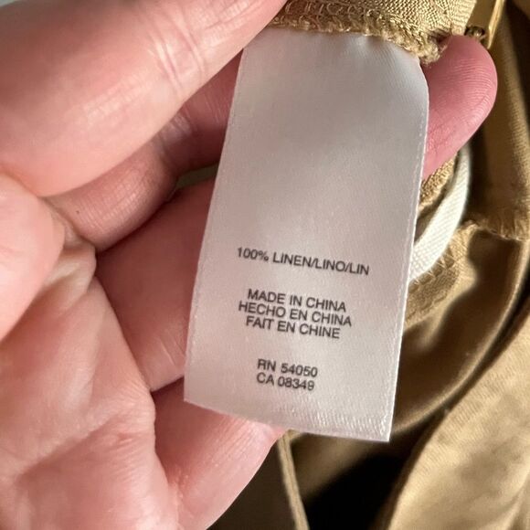 Jones New York Linen Midi Skirt Tan A-Line Belted High Waist Size 12 - Picture 7 of 8